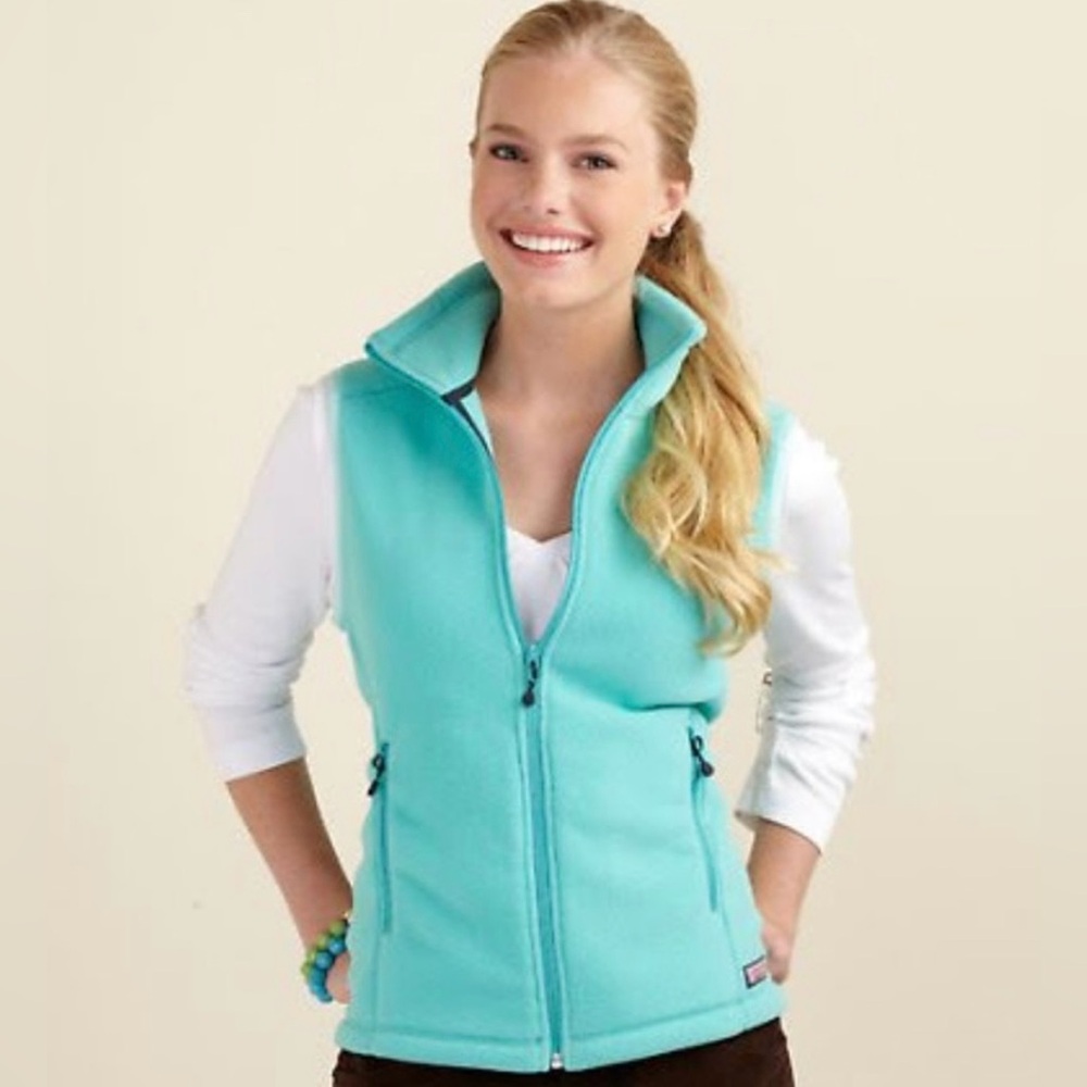 Vineyard Vines Teal Full Zip Fleece Vest